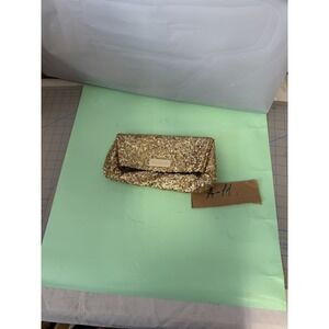 Victoria's Secret Gold Sequin Fold Over Clutch Evening Bag Snap Closure